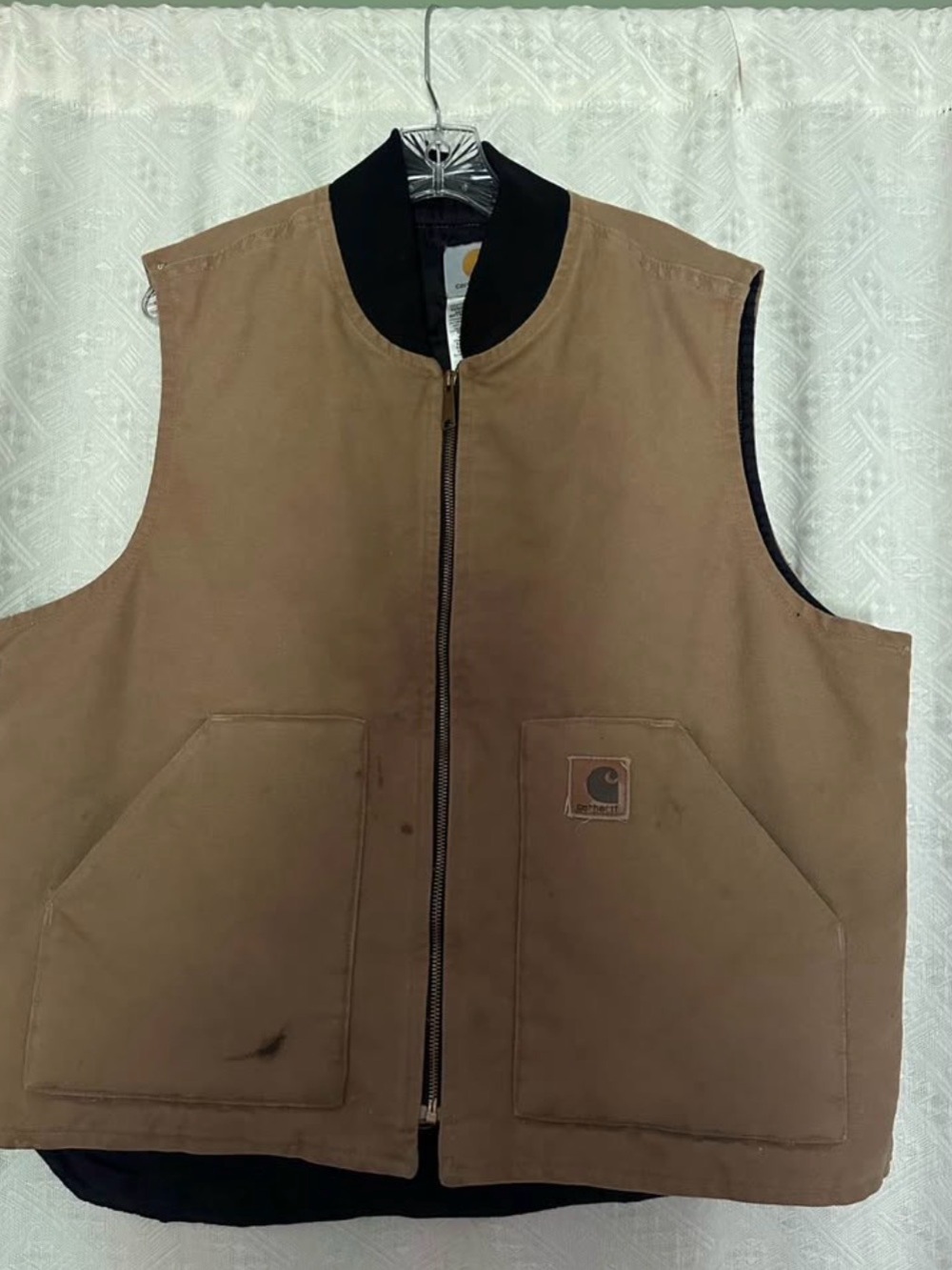 Carhartt Brown Canvas Work Vest with Black Trim
